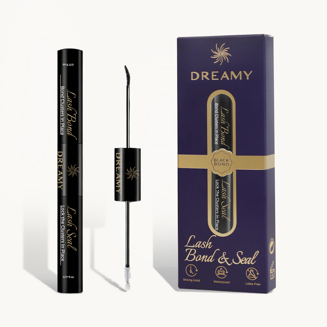 Black and clear lash glue options for DIY lashes