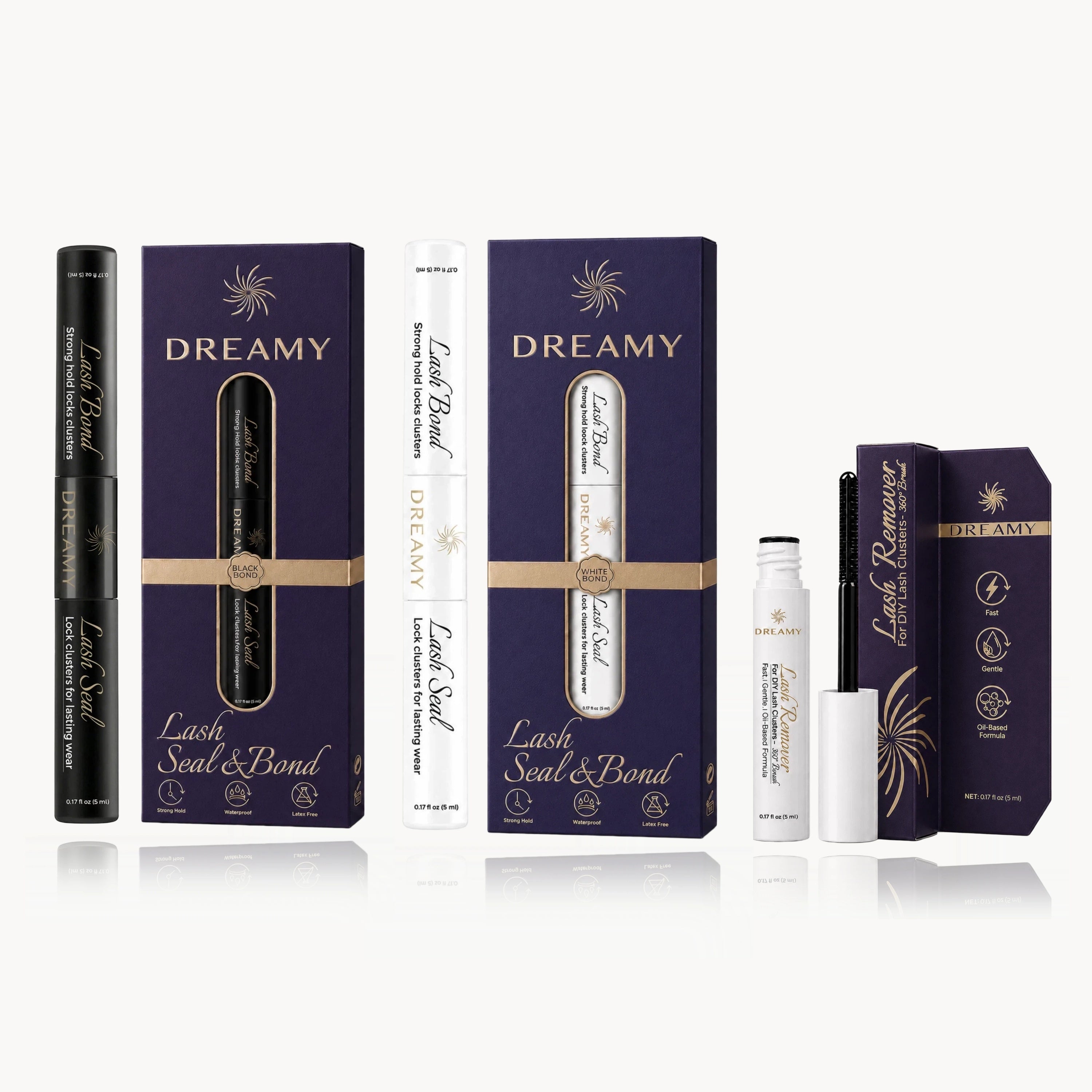 Lash Lock & Release Trio – Black Bond, White Bond & Remover