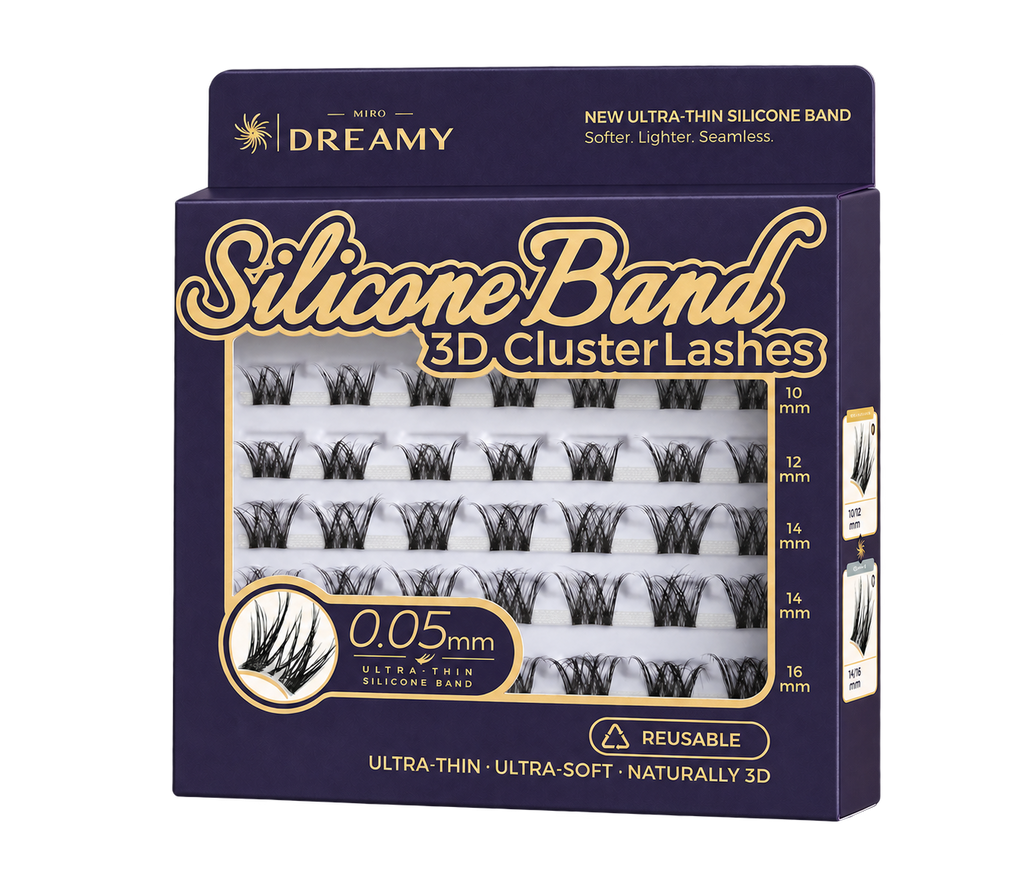 MIRO DREAMY Devil 3D Cluster Lashes purple and gold front product packaging