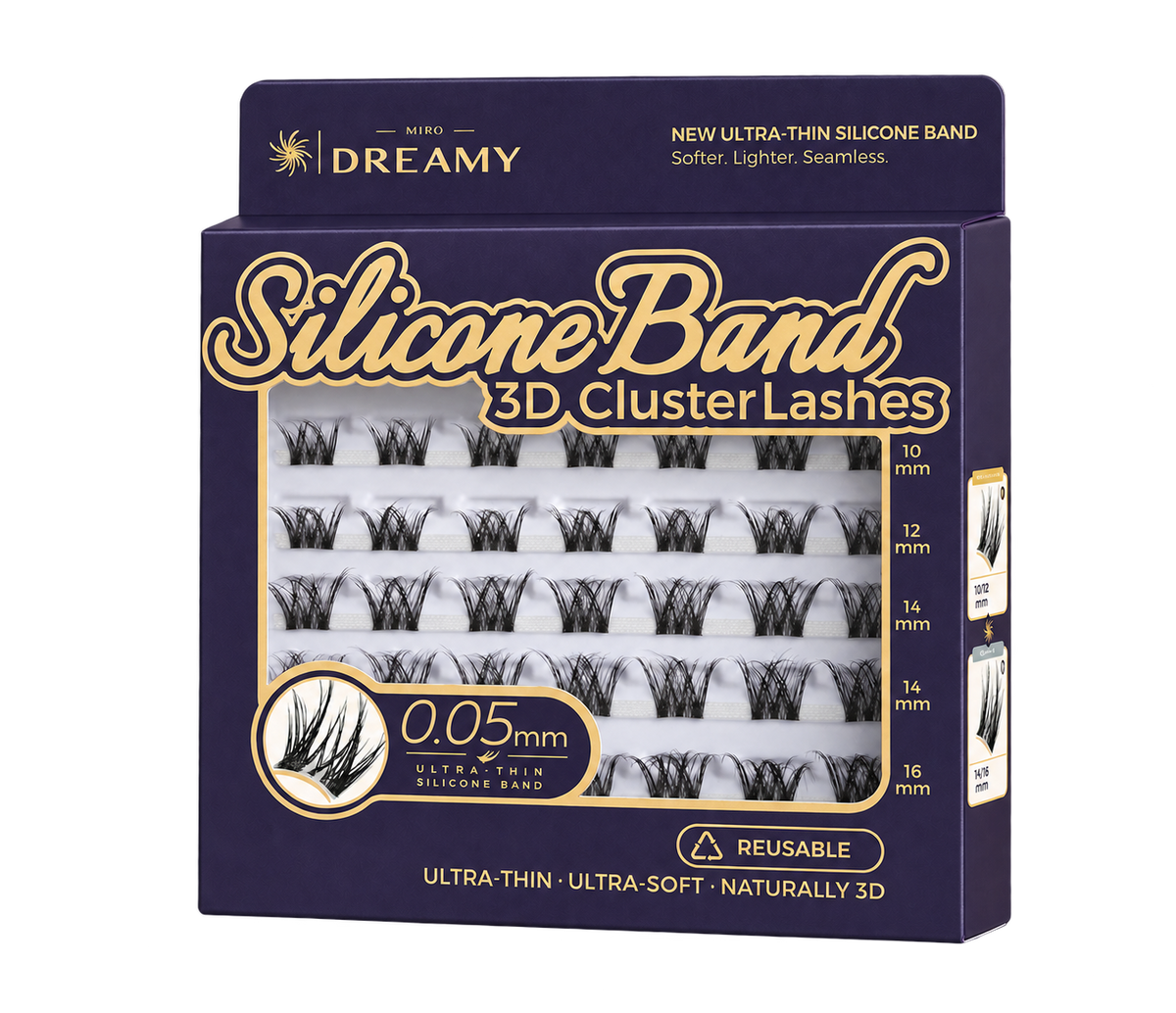 MIRO DREAMY Devil 3D Cluster Lashes purple and gold front product packaging