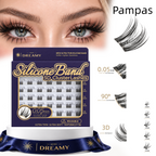 MIRO DREAMY Pampas 3D Cluster Lashes – product features, 0.05mm silicone band, flexible curl, layered fibers and multiple lash lengths