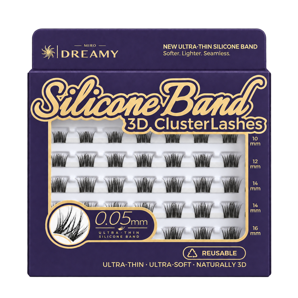 MIRO DREAMY Princess 3D Cluster Lashes purple and gold front packaging