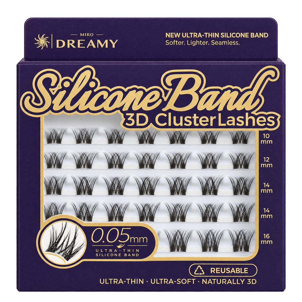 MIRO DREAMY Sunflower 3D Cluster Lashes front product packaging in purple and gold